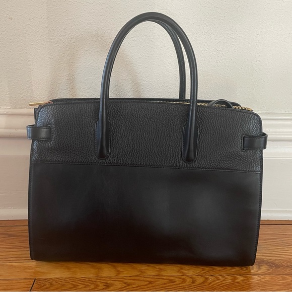 Cuyana Bags Cuyana Work Satchel Black Pebbled And Smooth Leather